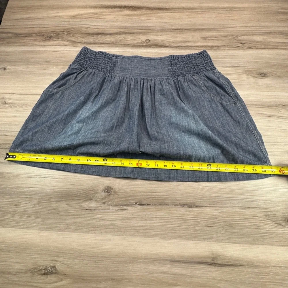 Lucky Brand Womens Denim Mini Skirt Blue Smocked Waist Cotton XL 7W40340 - Picture 4 of 8